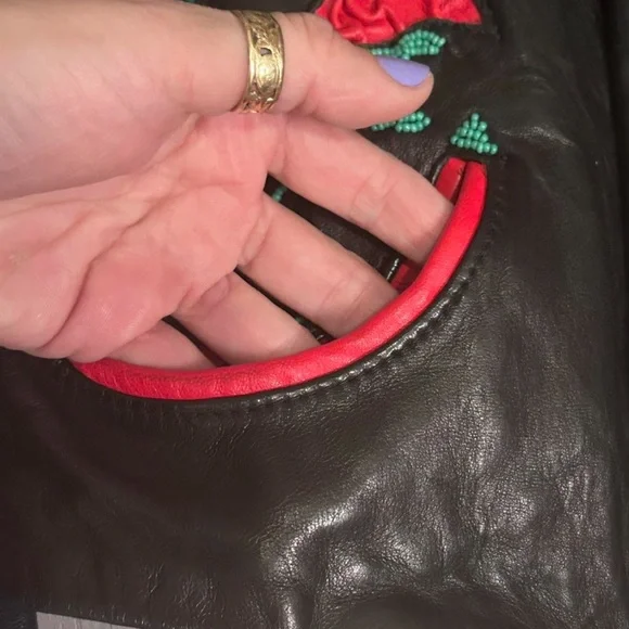 Vintage, rare, and unique beaded leather moto jacket - Picture 6 of 7